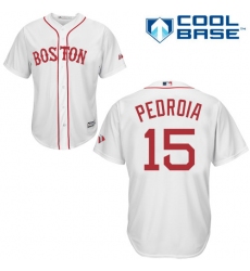 Men's Majestic Boston Red Sox #15 Dustin Pedroia Authentic White New Alternate Home Cool Base MLB Jersey
