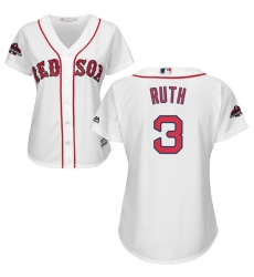 Women's Majestic Boston Red Sox #3 Babe Ruth Authentic White Home 2018 World Series Champions MLB Jersey