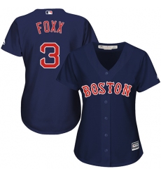 Women's Majestic Boston Red Sox #3 Jimmie Foxx Authentic Navy Blue Alternate Road MLB Jersey