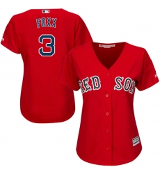 Women's Majestic Boston Red Sox #3 Jimmie Foxx Replica Red Alternate Home MLB Jersey