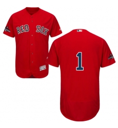 Men's Majestic Boston Red Sox #1 Bobby Doerr Red Alternate Flex Base Authentic Collection 2018 World Series Champions MLB Jersey
