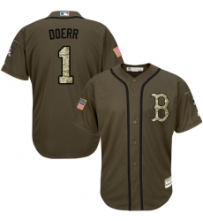 Youth Majestic Boston Red Sox #1 Bobby Doerr Authentic Green Salute to Service MLB Jersey