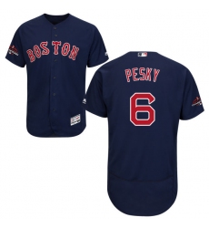 Men's Majestic Boston Red Sox #6 Johnny Pesky Navy Blue Alternate Flex Base Authentic Collection 2018 World Series Champions MLB Jersey