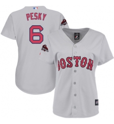 Women's Majestic Boston Red Sox #6 Johnny Pesky Authentic Grey Road 2018 World Series Champions MLB Jersey