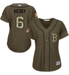 Women's Majestic Boston Red Sox #6 Johnny Pesky Replica Green Salute to Service MLB Jersey