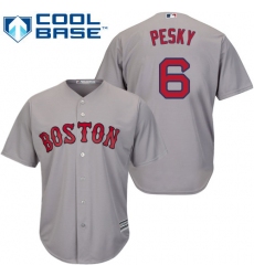 Youth Majestic Boston Red Sox #6 Johnny Pesky Authentic Grey Road Cool Base MLB Jersey