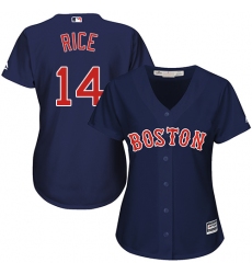 Women's Majestic Boston Red Sox #14 Jim Rice Authentic Navy Blue Alternate Road MLB Jersey