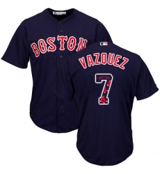 Men's Majestic Boston Red Sox #7 Christian Vazquez Authentic Navy Blue Team Logo Fashion Cool Base MLB Jersey