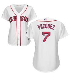 Women's Majestic Boston Red Sox #7 Christian Vazquez Authentic White Home MLB Jersey