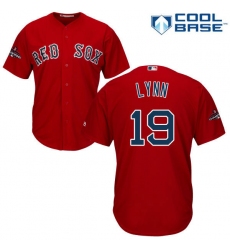 Youth Majestic Boston Red Sox #19 Fred Lynn Authentic Red Alternate Home Cool Base 2018 World Series Champions MLB Jersey