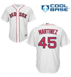 Youth Majestic Boston Red Sox #45 Pedro Martinez Replica White Home Cool Base MLB Jersey