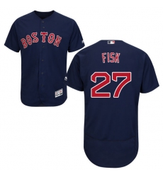 Men's Majestic Boston Red Sox #27 Carlton Fisk Navy Blue Alternate Flex Base Authentic Collection MLB Jersey