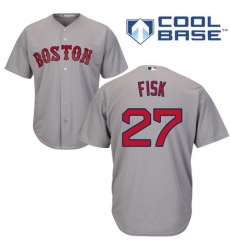 Youth Majestic Boston Red Sox #27 Carlton Fisk Authentic Grey Road Cool Base MLB Jersey