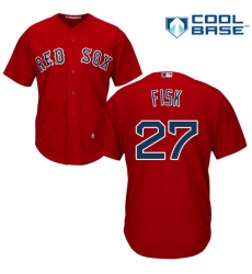 Youth Majestic Boston Red Sox #27 Carlton Fisk Authentic Red Alternate Home Cool Base MLB Jersey