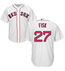 Youth Majestic Boston Red Sox #27 Carlton Fisk Authentic White Home Cool Base MLB Jersey