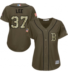 Women's Majestic Boston Red Sox #37 Bill Lee Authentic Green Salute to Service MLB Jersey