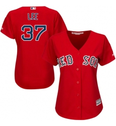 Women's Majestic Boston Red Sox #37 Bill Lee Authentic Red Alternate Home MLB Jersey