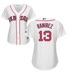 Women's Majestic Boston Red Sox #13 Hanley Ramirez Replica White Home MLB Jersey