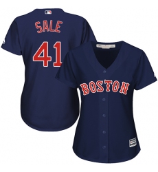 Women's Majestic Boston Red Sox #41 Chris Sale Replica Navy Blue Alternate Road MLB Jersey