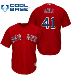 Youth Majestic Boston Red Sox #41 Chris Sale Authentic Red Alternate Home Cool Base MLB Jersey