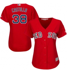 Women's Majestic Boston Red Sox #38 Rusney Castillo Replica Red Alternate Home MLB Jersey