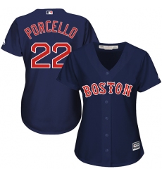 Women's Majestic Boston Red Sox #22 Rick Porcello Authentic Navy Blue Alternate Road MLB Jersey