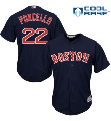 Youth Majestic Boston Red Sox #22 Rick Porcello Authentic Navy Blue Alternate Road Cool Base MLB Jersey