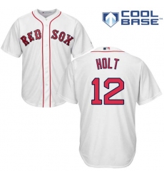 Men's Majestic Boston Red Sox #12 Brock Holt Replica White Home Cool Base MLB Jersey