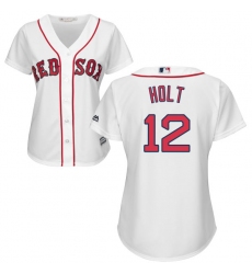 Women's Majestic Boston Red Sox #12 Brock Holt Authentic White Home MLB Jersey