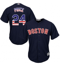 Men's Majestic Boston Red Sox #24 David Price Replica Navy Blue USA Flag Fashion MLB Jersey