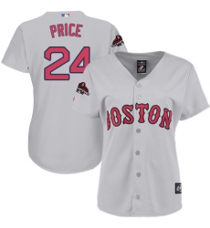 Women's Majestic Boston Red Sox #24 David Price Authentic Grey Road 2018 World Series Champions MLB Jersey
