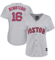 Women's Majestic Boston Red Sox #16 Andrew Benintendi Authentic Grey Road MLB Jersey
