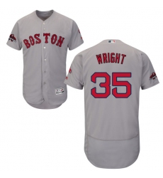 Men's Majestic Boston Red Sox #35 Steven Wright Grey Road Flex Base Authentic Collection 2018 World Series Champions MLB Jersey