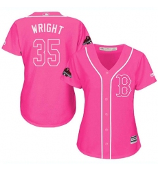 Women's Majestic Boston Red Sox #35 Steven Wright Authentic Pink Fashion 2018 World Series Champions MLB Jersey
