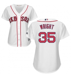Women's Majestic Boston Red Sox #35 Steven Wright Replica White Home MLB Jersey