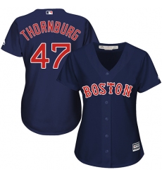 Women's Majestic Boston Red Sox #47 Tyler Thornburg Authentic Navy Blue Alternate Road MLB Jersey