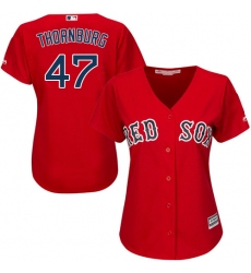 Women's Majestic Boston Red Sox #47 Tyler Thornburg Authentic Red Alternate Home MLB Jersey
