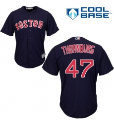 Youth Majestic Boston Red Sox #47 Tyler Thornburg Authentic Navy Blue Alternate Road Cool Base MLB Jersey