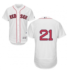 Men's Majestic Boston Red Sox #21 Roger Clemens White Flexbase Authentic Collection MLB Jersey