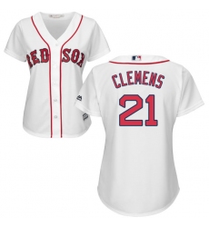 Women's Majestic Boston Red Sox #21 Roger Clemens Authentic White Home MLB Jersey