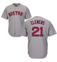 Youth Majestic Boston Red Sox #21 Roger Clemens Authentic Grey Road Cool Base MLB Jersey