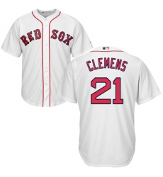 Youth Majestic Boston Red Sox #21 Roger Clemens Authentic White Home Cool Base MLB Jersey