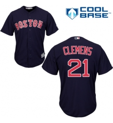 Youth Majestic Boston Red Sox #21 Roger Clemens Replica Navy Blue Alternate Road Cool Base MLB Jersey