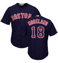 Men's Majestic Boston Red Sox #18 Mitch Moreland Authentic Navy Blue Team Logo Fashion Cool Base MLB Jersey