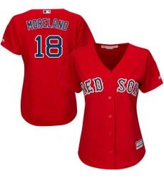 Women's Majestic Boston Red Sox #18 Mitch Moreland Authentic Red Alternate Home MLB Jersey