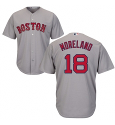 Youth Majestic Boston Red Sox #18 Mitch Moreland Authentic Grey Road Cool Base MLB Jersey