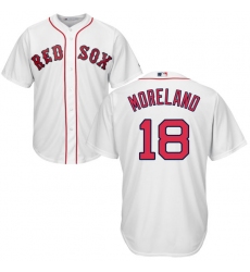 Youth Majestic Boston Red Sox #18 Mitch Moreland Authentic White Home Cool Base MLB Jersey
