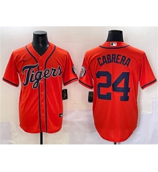 Men's Detroit Tigers #24 Miguel Cabrera Orange With Cool Base Stitched Baseball Jersey