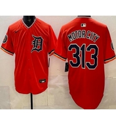 Men's Detroit Tigers #313 Motor City Orange Limited Jersey