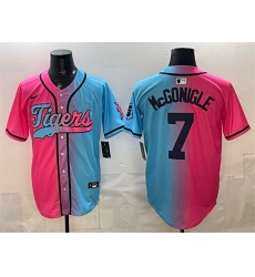 Men's Detroit Tigers #7 Kevin McGonigle Pink Blue Limited Stitched Baseball Jersey
